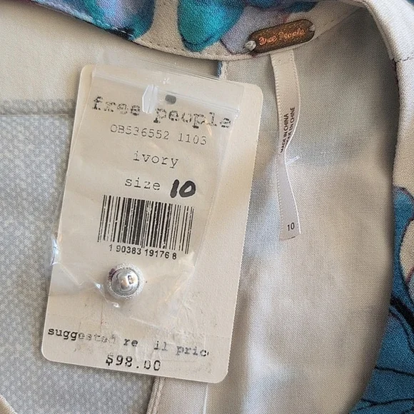 Free People Womens 10 Tegan Mini Dress Blue Floral Printed Boho Western Casual - Picture 7 of 8